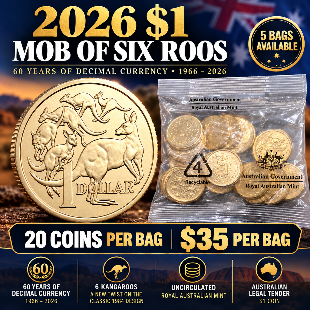 2026 $1 Mob of Six Roos – Uncirculated Coin Bag